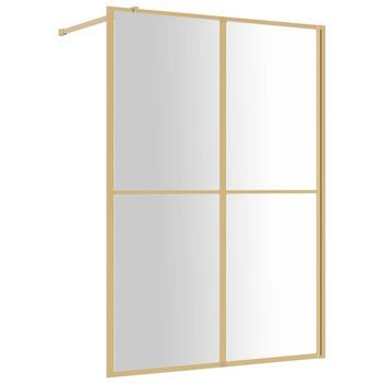 Mampara Puerta Ducha Vidrio Transparente Esg Dorado 140x195 Cm Vidaxl