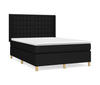 cama box spring con colchon tela negro 140x190 cm botones