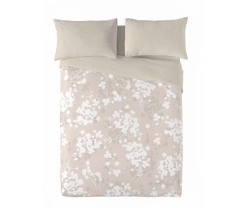 Sandal - funda nórdica estampada cama 135 - algodón extrasuave - incluye  1 funda de almohada - light leaves beig