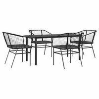juego de comedor jardin 5 uds cojines ratan sintetico negro cfw490647