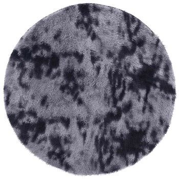 Alfombra De Pelo Largo Navarra Gris Oscuro 200x200 Cm Poliéster Vidaxl