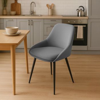 Silla de comedor con reposapiés en terciopelo gris oscuro