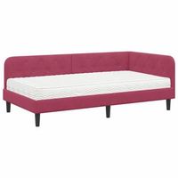 cama individual  cama para adulto  estructura de cama en esquina rojo vino 90 x 200 cm terciopelo