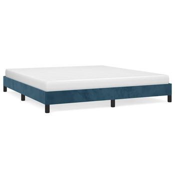 Cama Matrimonial | Cama Para Adultos | Estructura De Cama De Terciopelo Azul 180x200 Cm