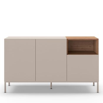 Aparador de 3 puertas de madera y metal l140cm - beige