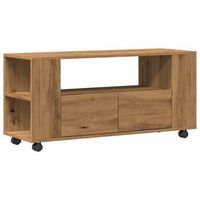 mueble tv ruedas madera ingenieria roble artisan 102x345x43cm vidaxl