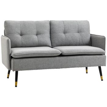 HOMCOM Sofá de Salón 2 Plazas Moderno 4 Cojines Reposabrazos Patas de Acero Carga 240 kg 139x68x80 cm Diseño Contemporáneo Gris   Aosom España