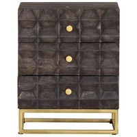 mesita de noche - mesilla de madera maciza de mango negro 40x30x50 cm mc4729