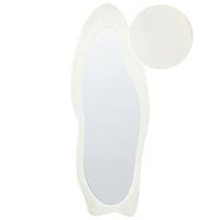 espejo de pared decorativo estilo moderno con forma abstracta marco irregular blanco 57 x 160 cm reigny