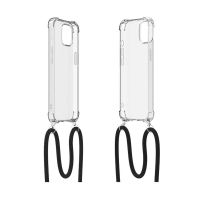 funda para movil innova silicona transparente y negra con cordon para iphone 13