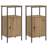 mesitas noche 2 uds madera ingenieria roble artisan 41x31x80 cm vidaxl