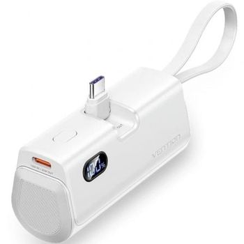 Power Bank Vention FHQW0 4800mAh Blanco 22.5W USB-C y Lightning Cables Integrados