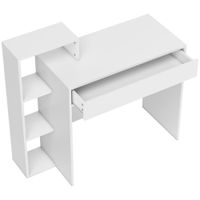 homcom escritorio pc moderno con 3 estantes abiertos y cajon en madera blanca 100x40x90 cm