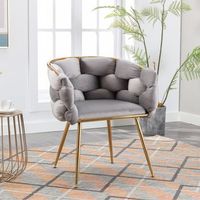 silla de acento - mueble para salon y dormitorio - metal y terciopelo - gris 73x56x75cm
