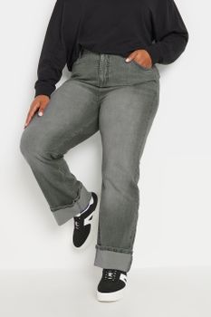 Yours Vaquero Gris De Pata Ancha Con Bajos Remangados, Mujer Curvy Y Tallas Grandes, Yours