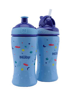 nuby set taza flip-it preescolar 12m 360 ml  taza pop-up flujo libre 18m 360 ml azul