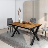 mesa comedor efecto madera roble y negro 140x90x74cm