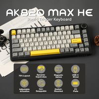 teclado mecanico ajazz ak820 max con junta teclado mecanico con cable intercambiable en caliente al 75 con perilla de control de volumen teclas pbt cinco capas