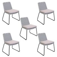 balero silla de jardin de mimbre gris claro - set de 5