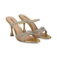 lola cruz sandalias con tacon mujer - dorado talla 38