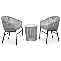 set muebles de jardn 3 pzas y cojines ratn pvc gris antracita