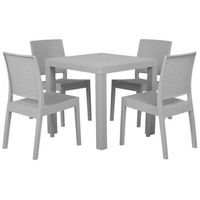 conjunto de comedor de jardin gris claro con mesa rectangular 4 plazas fossano