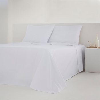 Juego De Sábanas Noa Blanco Percal Algodón  200 Hilos 270x260 Cama 180
