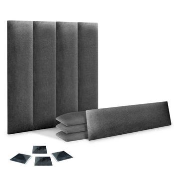 Dhome Juego De 8 Paneles Tapizados De Tela Autoadhesivos Para Pared Acústicos Absorbentes Protección Impactos Cabeceros (gris Ceniza, 60x20cm, X8)