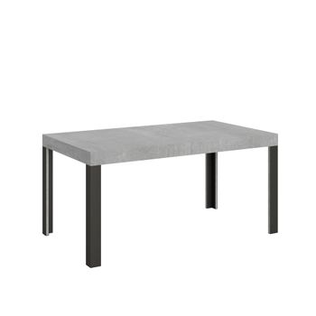 Mesa extensible 80x160/244 cm efecto madera gris cemento, hierro