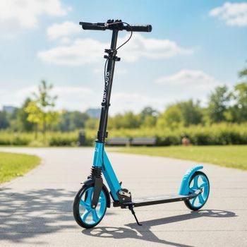 Patinete Plegable Homcom Aluminio Metal, 91,5x36,5x91-104 Cm, Azul