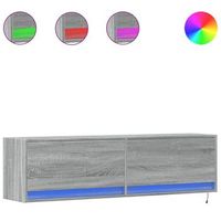 mueble de tv de pared con luces led gris sonoma 140x31x38 cm vidaxl