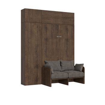 Sofá Cama 140 Kentaro Nogal Con Columna - Mueble De Pared Vasistas - Mueble De Pared Sobre Columna