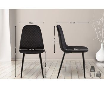 Set de 4 sillas de comedor giverny en tela o terciopelo negro 54x44x88 cm