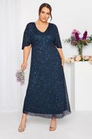 luxe vestido joya largo en azul marino mujer curvy y tallas grandes luxe ultimate embellishment