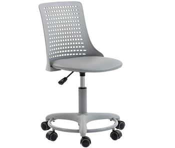Silla de escritorio sin brazos silla de oficina giratoria con respaldo hueco altura ajustable gris