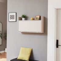 escritorio mural con tablero plegable y estante rautalampi - beige encasa