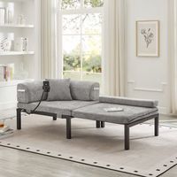 sofa cama - mueble multifuncional - madera maciza y terciopelo - gris claro 176x81x64cm