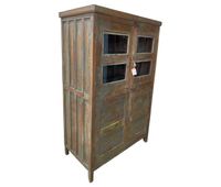 vitrina de madera acabado artesanal marron 102x56x155h cm