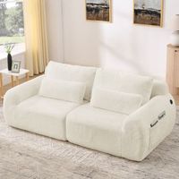 sofa de 2 plazas - mueble para salon - pelo sintetico y espuma - beige