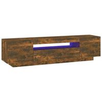 mueble tv  mueble de salon  armario tv con luces led color roble ahumado 160x35x40 cm