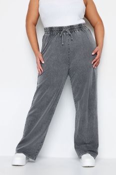 Yours Joggers Anchos De Algodón Gris Efecto Lavado, Mujer Curvy Y Tallas Grandes, Limited Collection