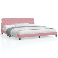 cama matrimonial  cama para adultos  estructura de cama con cabecero de terciopelo rosa 200x200 cm cfw67168