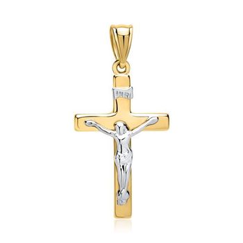 Colgante cruz jesus oro amarillo oro blanco