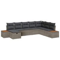 conjunto de sofa de jardin con cojin gris ratan sintetico vidaxl
