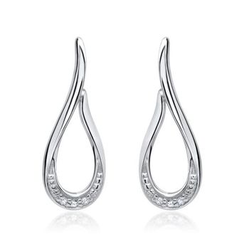 14 quilates pendientes de oro blanco 6 diamantes 0,0288 ct.