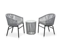 set mesa y sillas de jardin 3 pzas y cojines ratan pe antracita