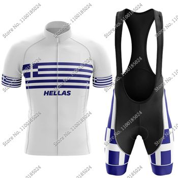 Conjunto de ropa de ciclismo del equipo nacional Hella, traje de camisa de bicicleta de carretera, pantalones cortos con pechera, ropa de ciclismo de montaña, Maillot, Culotte, Grecia