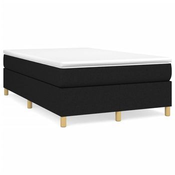 Cama Tapizada 203x120x35 Cm Tejido (100 % Poliéster), Contrachapado Y Madera Tratada - Negro