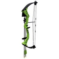 arco compuesto hellbow besra de iniciacion con poleas regulables de 19-25 lbs y una apertura de 19 - 205 arco para diestros de color verde posee un kit completo