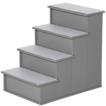 PawHut Escalera para Mascotas Escalones para Perros Gatos con Acolchados Desmontables Carga 30 kg 40x59x54,2 cm Gris   Aosom España